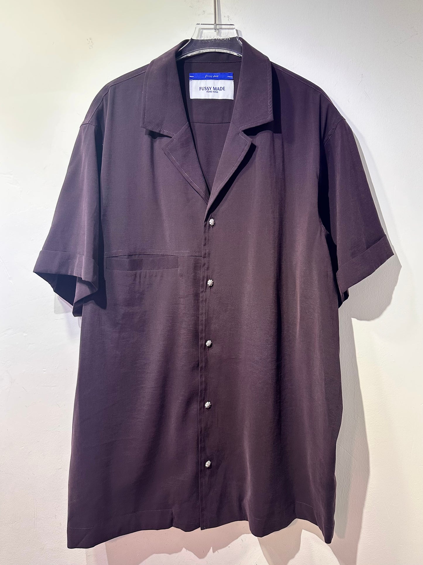 • FUSSY MADE • V NECK PLUM CUPRO SHIRT