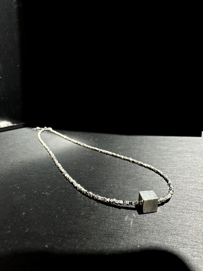 925 CUBE BLOCK SILVER BEADS NECKLACE