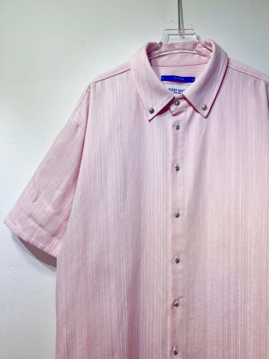 • FUSSY MADE •SWEET PINK VERTICAL STRIPE DENIM SHIRT