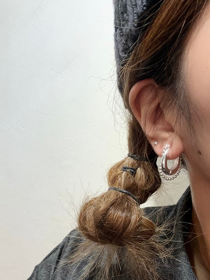 925 LUCKY BEADED HORSESHOE HOOPS EARRINGS