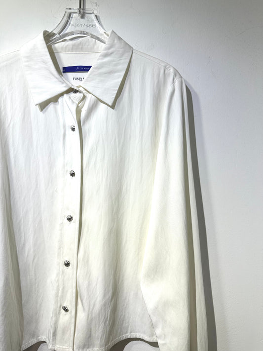 • FUSSY MADE • CUPRO CROP WHITE SHIRT
