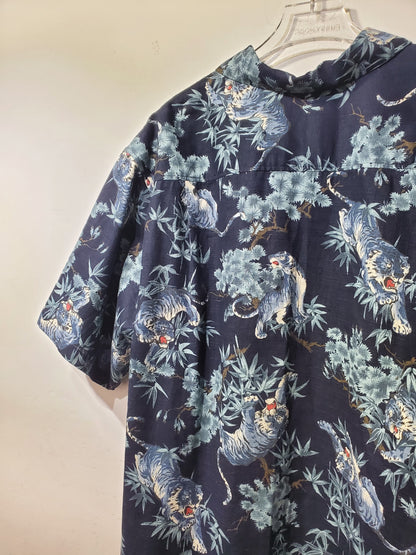 • FUSSY MADE • DEEP NAVY TIGER JAPANESE SHIRT