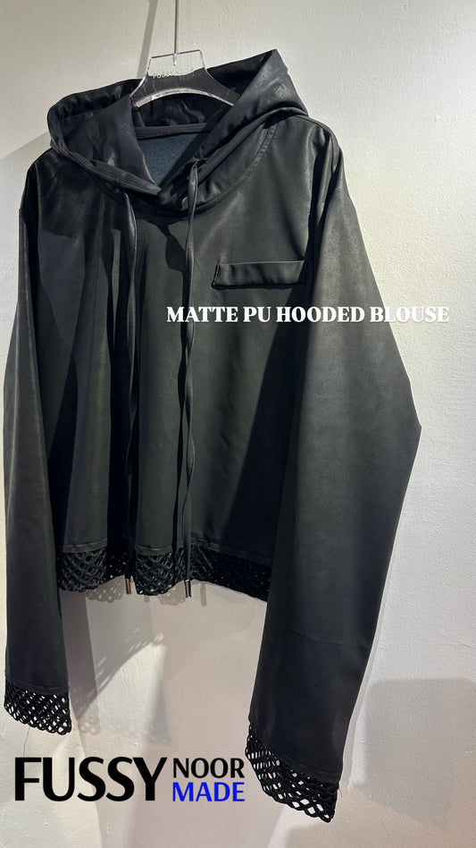 • FUSSY MADE • MATTE PU HOODED BLOUSE