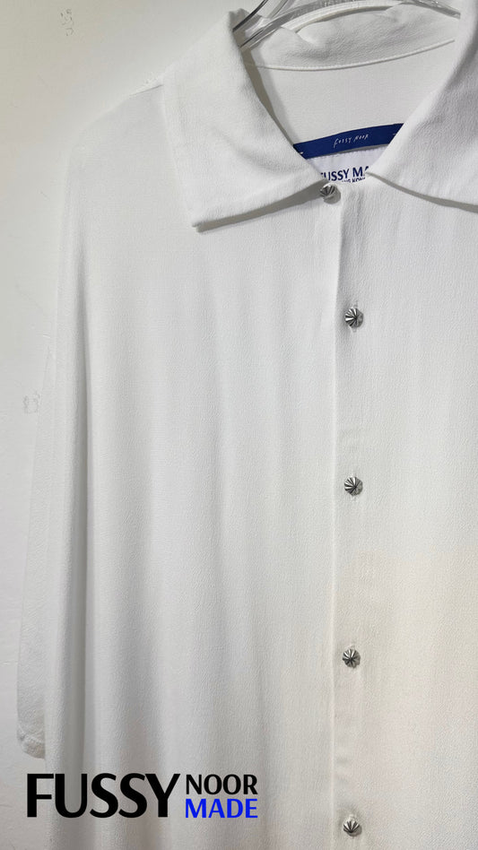 • FUSSY MADE • MILKY COTTON-LINEN BLEND SHIRT