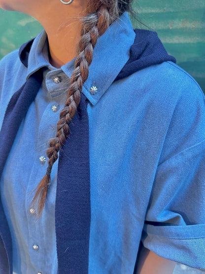 • FUSSY MADE • LIGHT BLUE HUE DENIM SHIRT ( WITH SCARF )