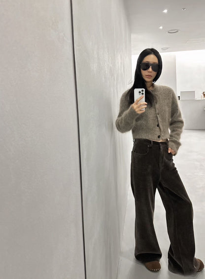 WIDE-LEG CORDUROY FLARED PANTS