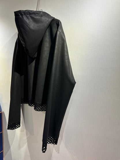 • FUSSY MADE • MATTE PU HOODED BLOUSE