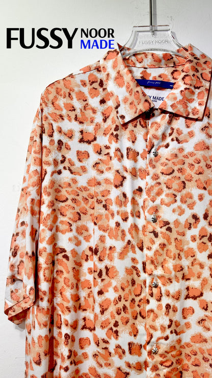 • FUSSY MADE • STRIKING LEOPARD PRINTED SHIRT - ORANGE HUE