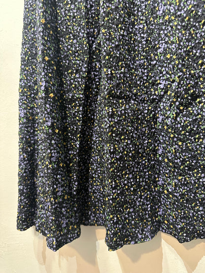 CRINKLED FLORAL FLARE SKIRT