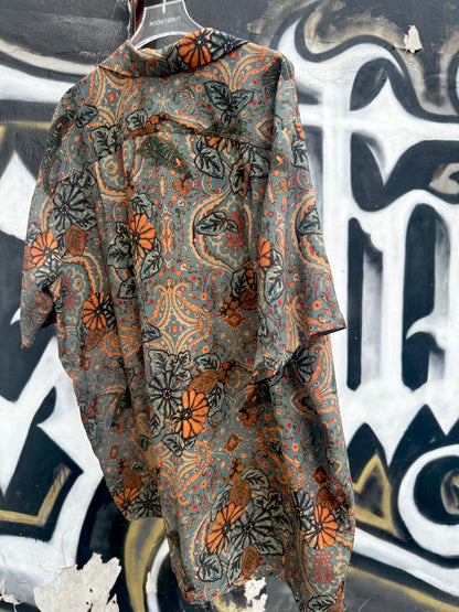• FUSSY MADE • RETRO BROWN LEAVES PRINTED SHIRT