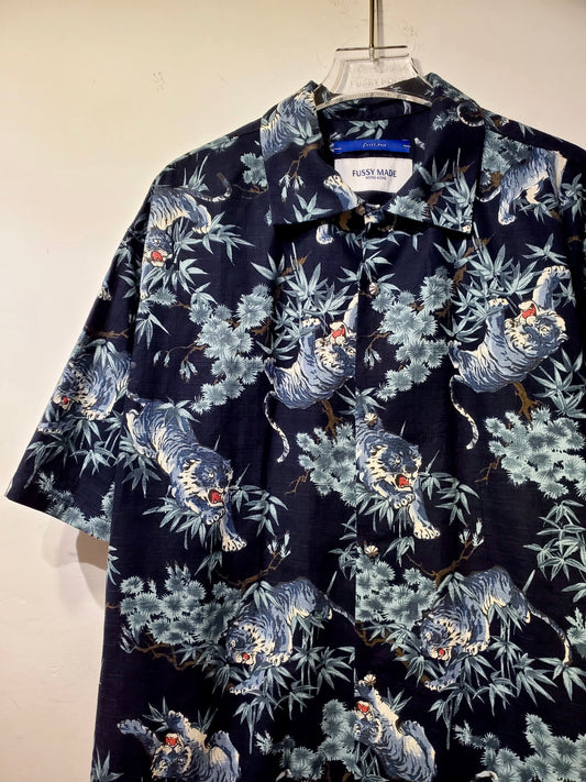 • FUSSY MADE • DEEP NAVY TIGER JAPANESE SHIRT