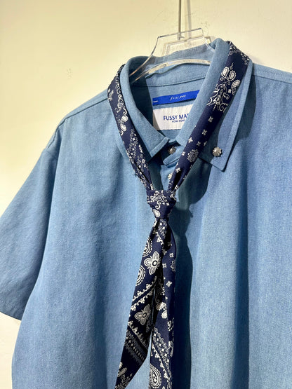 • FUSSY MADE • LIGHT BLUE HUE DENIM SHIRT ( WITH SCARF )