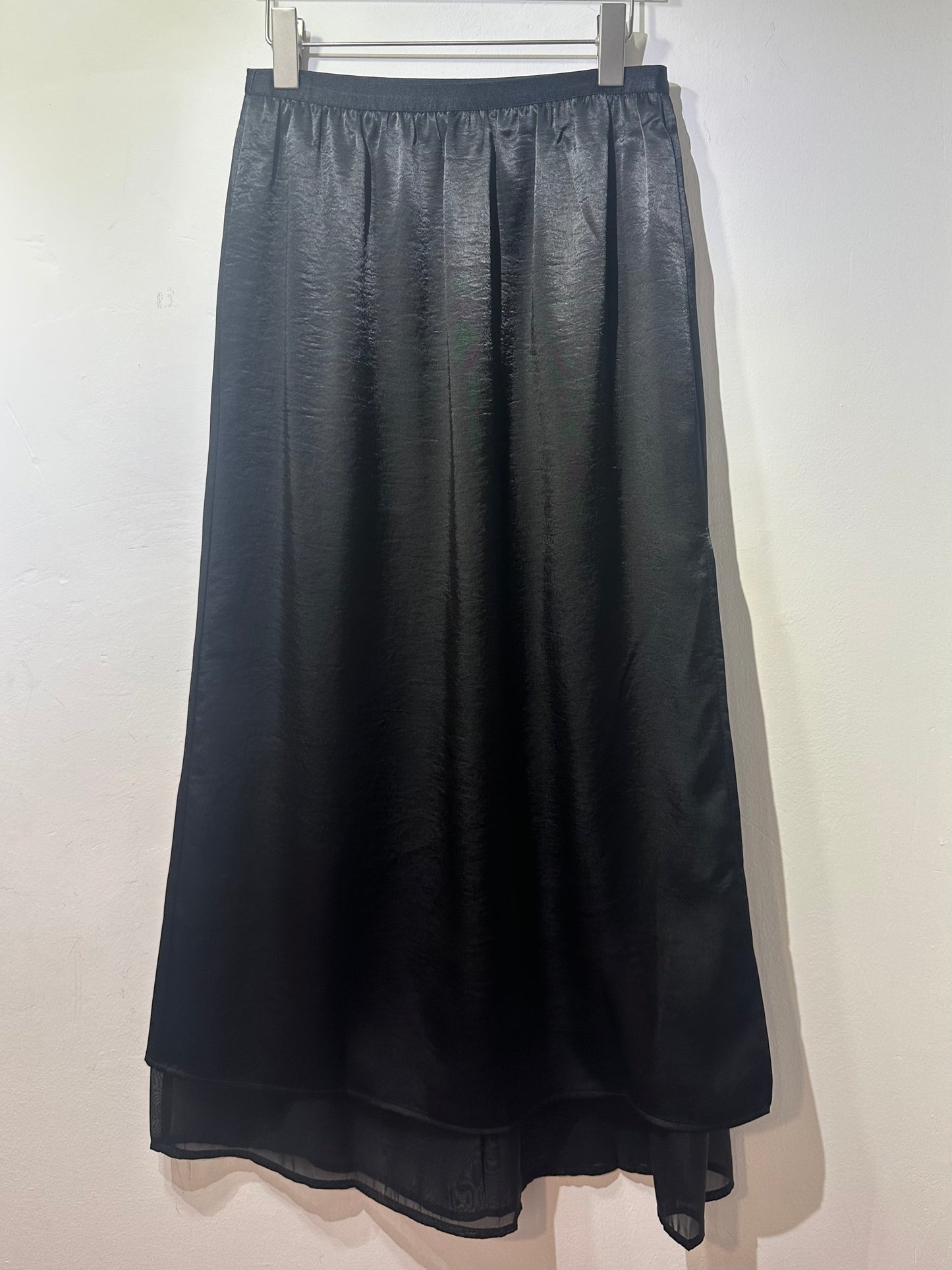 SHEER LAYERED SATIN SKIRT