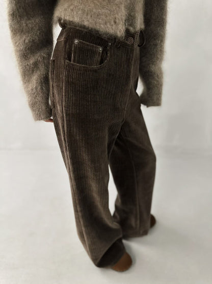 WIDE-LEG CORDUROY FLARED PANTS