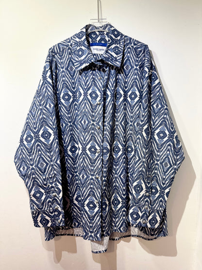 • FUSSY MADE • BLUE IKAT PRINTED SHIRT