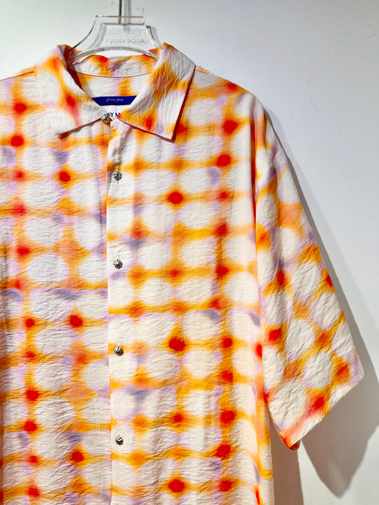 • FUSSY MADE • CHEERFUL ORANGE SHIBORI PRINTED SHIRT