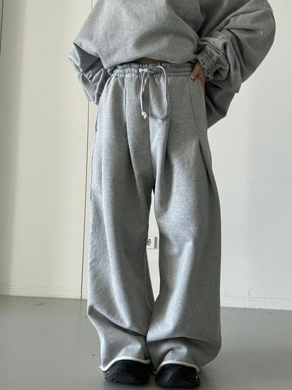 WAIST PLEATED COTTON JERSEY PANTS