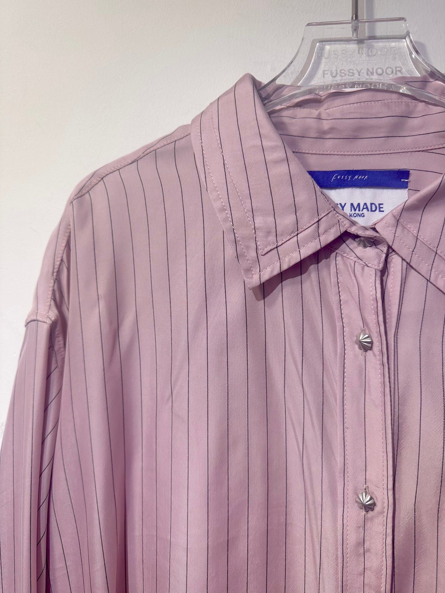 • FUSSY MADE • POWDER PINK PINSTRIPE CUPRO SHIRT