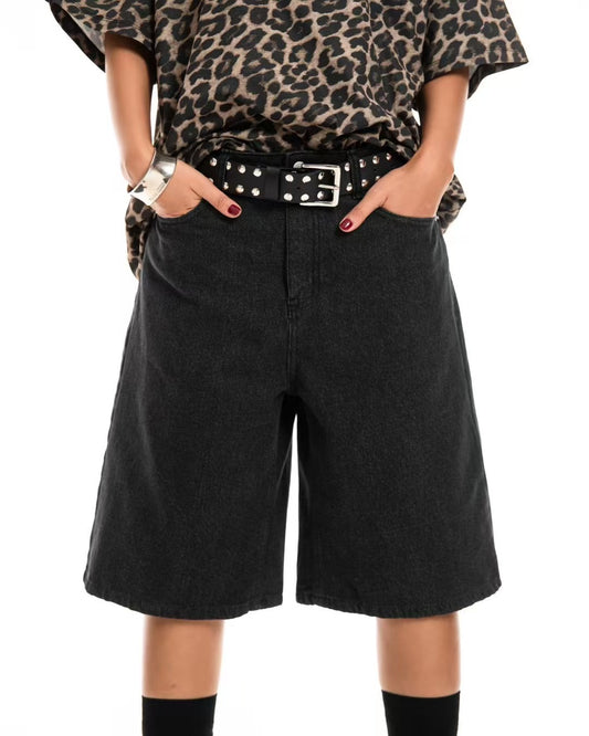 TENDER WASHED BLACK DENIM SHORTS