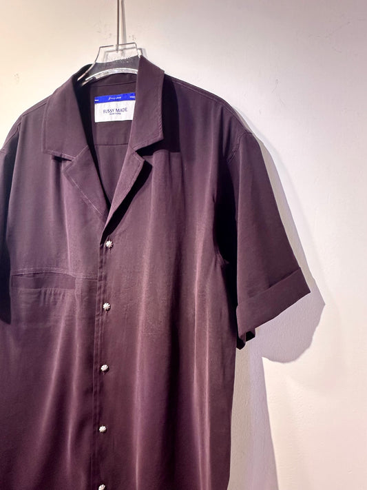 • FUSSY MADE • V NECK PLUM CUPRO SHIRT