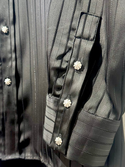 • FUSSY MADE • SILKY BLENDED VER STRIPES SHIRT