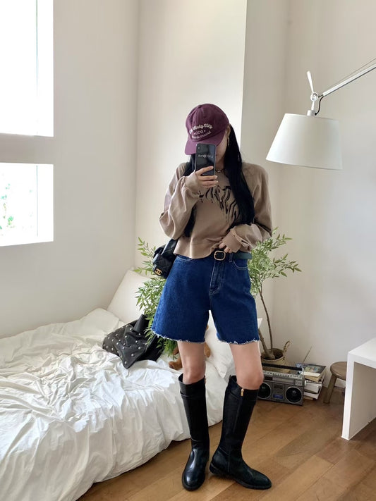 RELAXED CUFF DENIM SHORTS