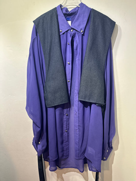 • FUSSY MADE • PURPLE SHEER SHIRT