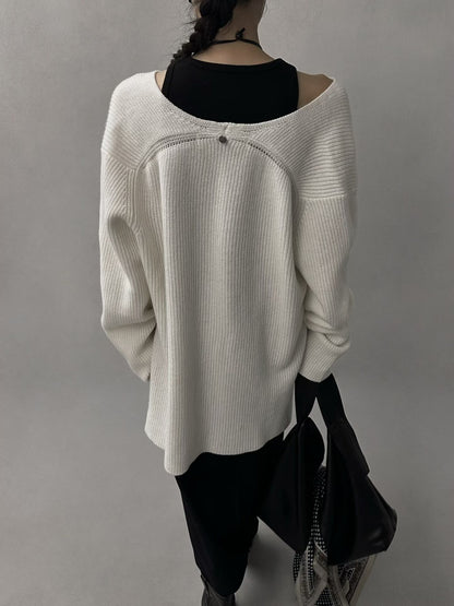 RELAXED DEEP V KNIT PULLOVER