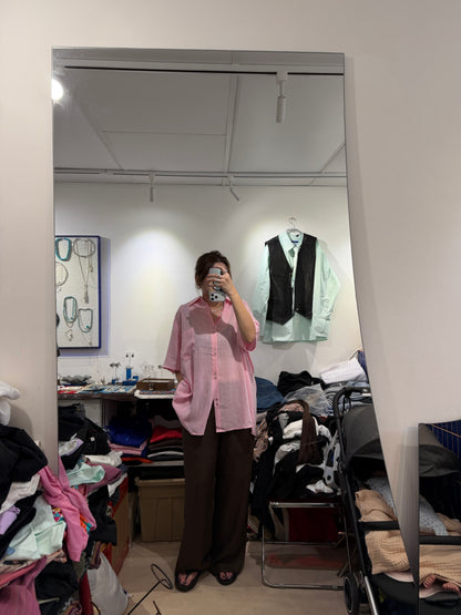 • FUSSY MADE • PINK AIRY SLUB LINEN SHIRT