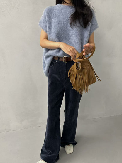 WIDE-LEG CORDUROY FLARED PANTS