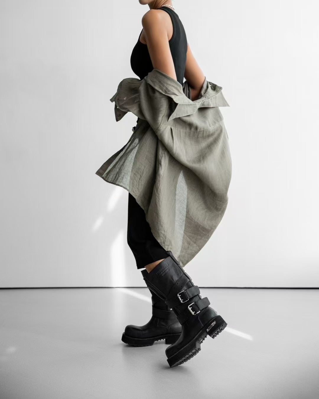 DRAPED LINEN SHIRT