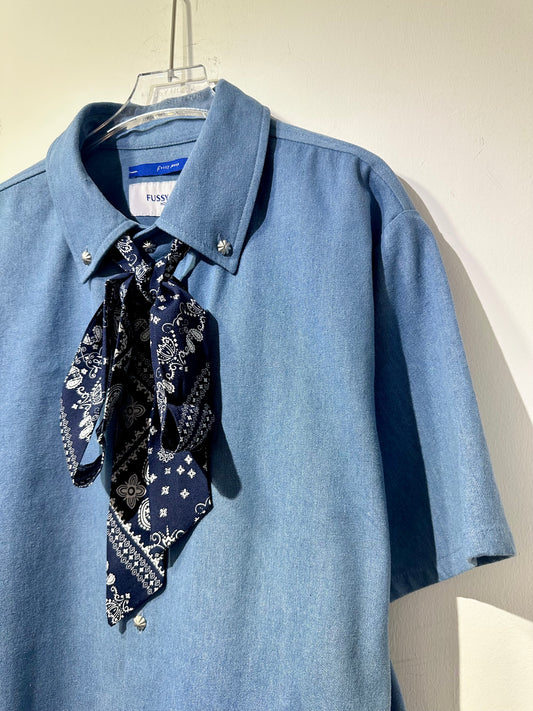 • FUSSY MADE • LIGHT BLUE HUE DENIM SHIRT ( WITH SCARF )