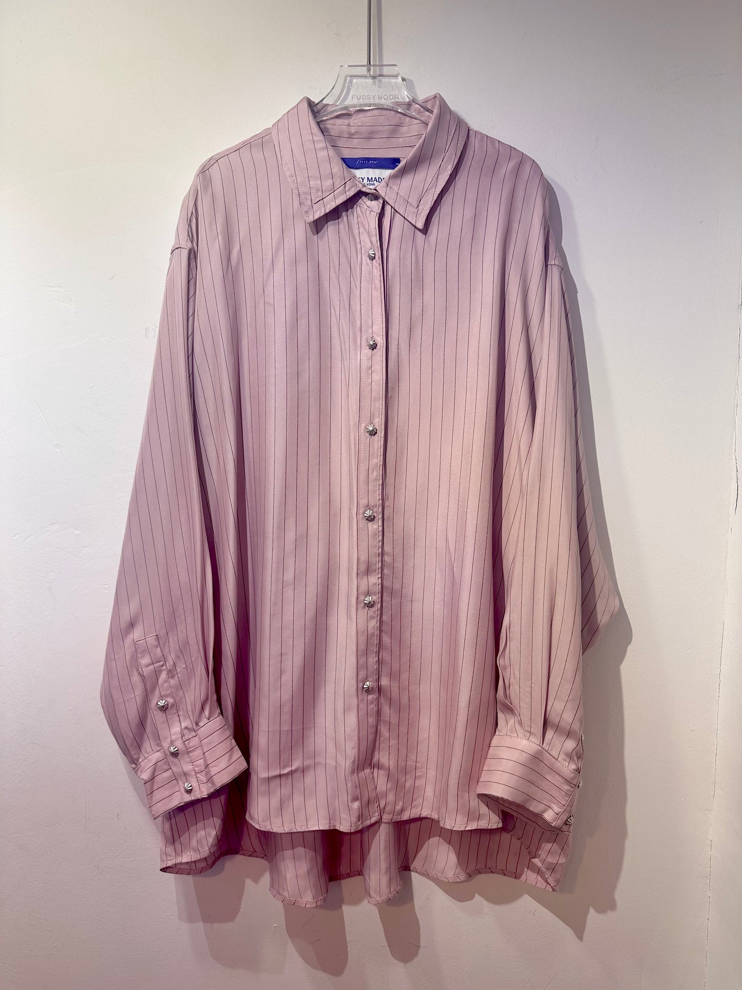 • FUSSY MADE • POWDER PINK PINSTRIPE CUPRO SHIRT