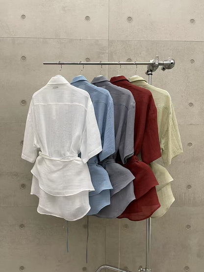 FLOWY WAIST STRAP SHIRT