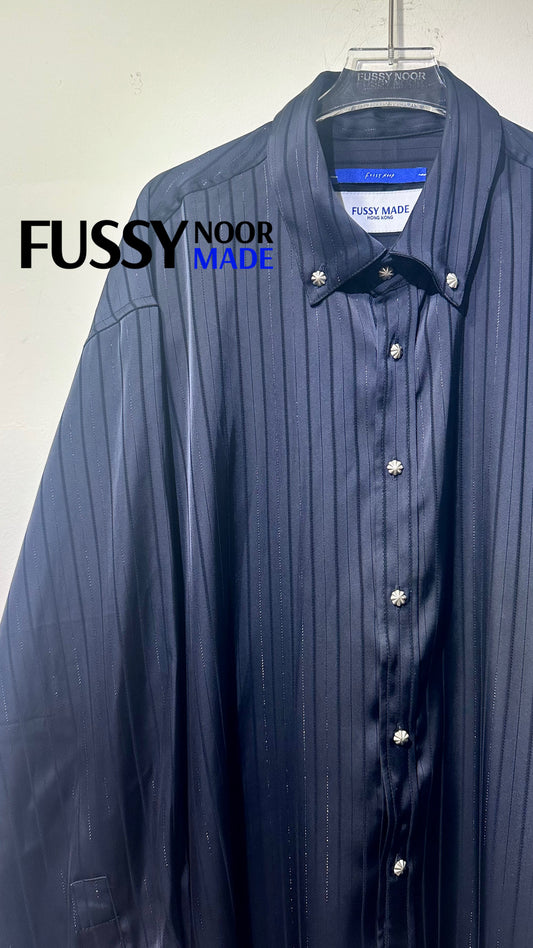 • FUSSY MADE • SILKY BLENDED VER STRIPES SHIRT