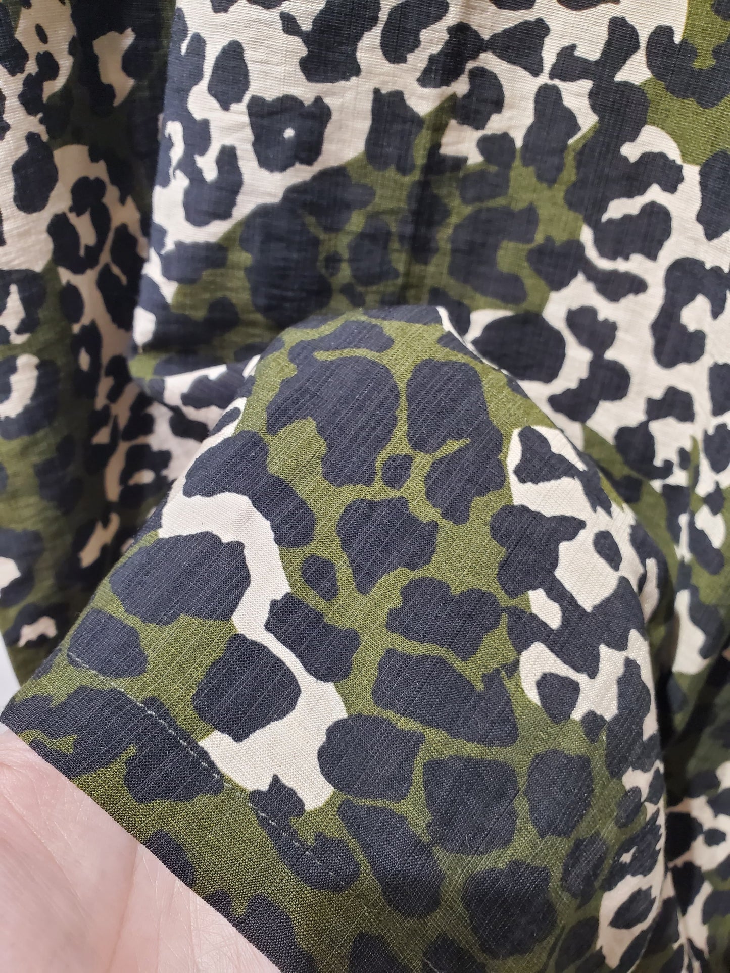 • FUSSY MADE • JUNGLE GREEN LEOPARD CAMO SHIRT