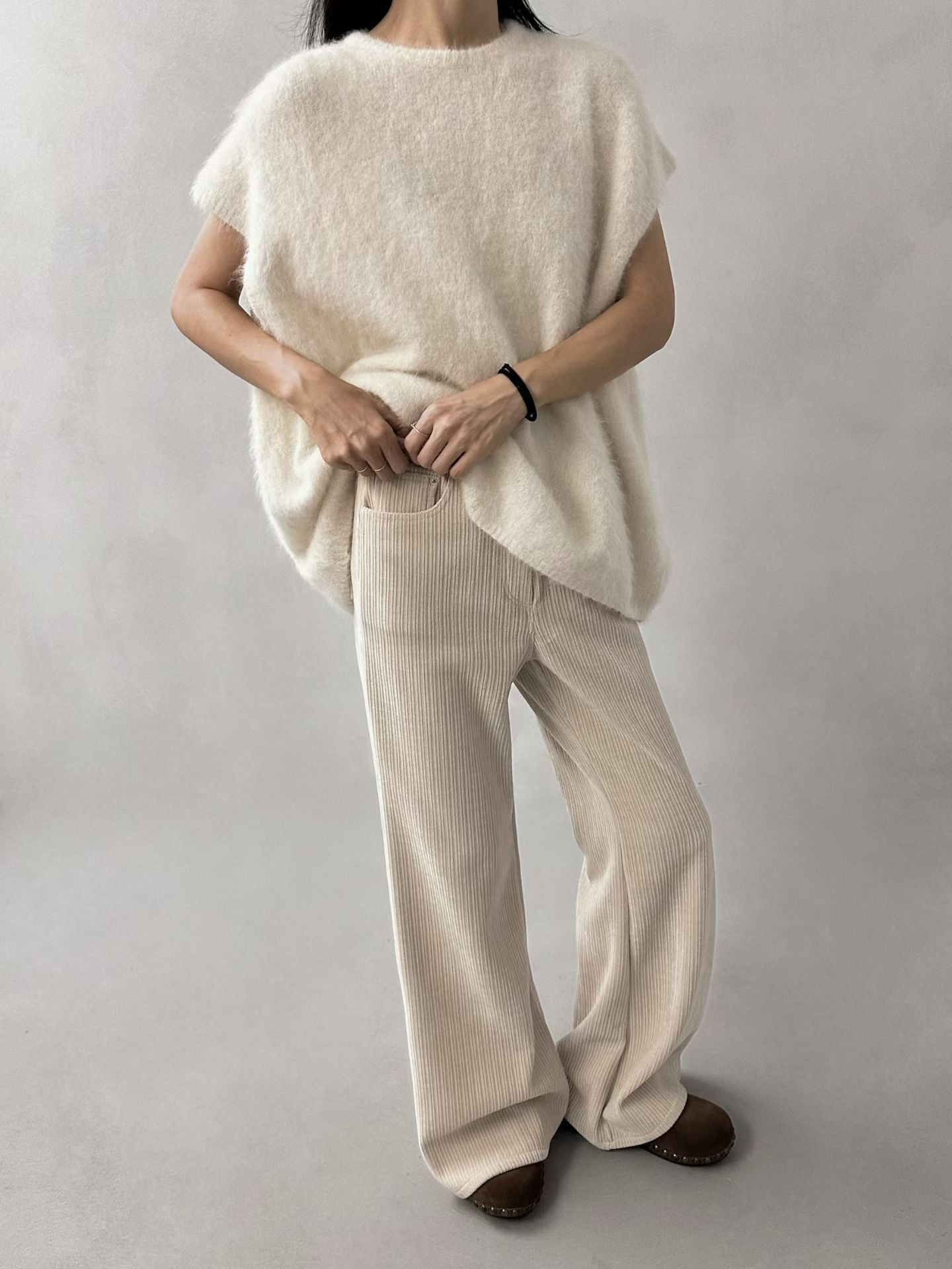 FLUFFY ALPACA CAP-SLEEVE KNIT