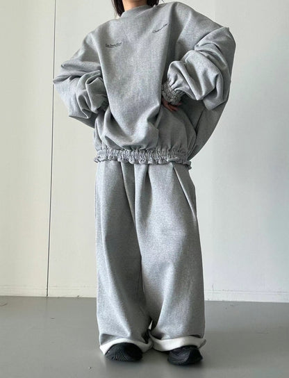 WAIST PLEATED COTTON JERSEY PANTS