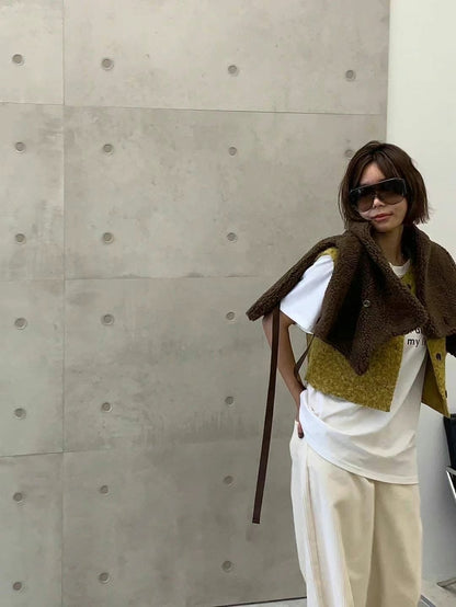 FLUFFY COLLARED SHAWL