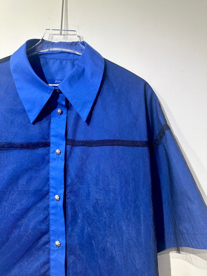 • FUSSY MADE • CHIC BLUE OVERLAY SHIRT