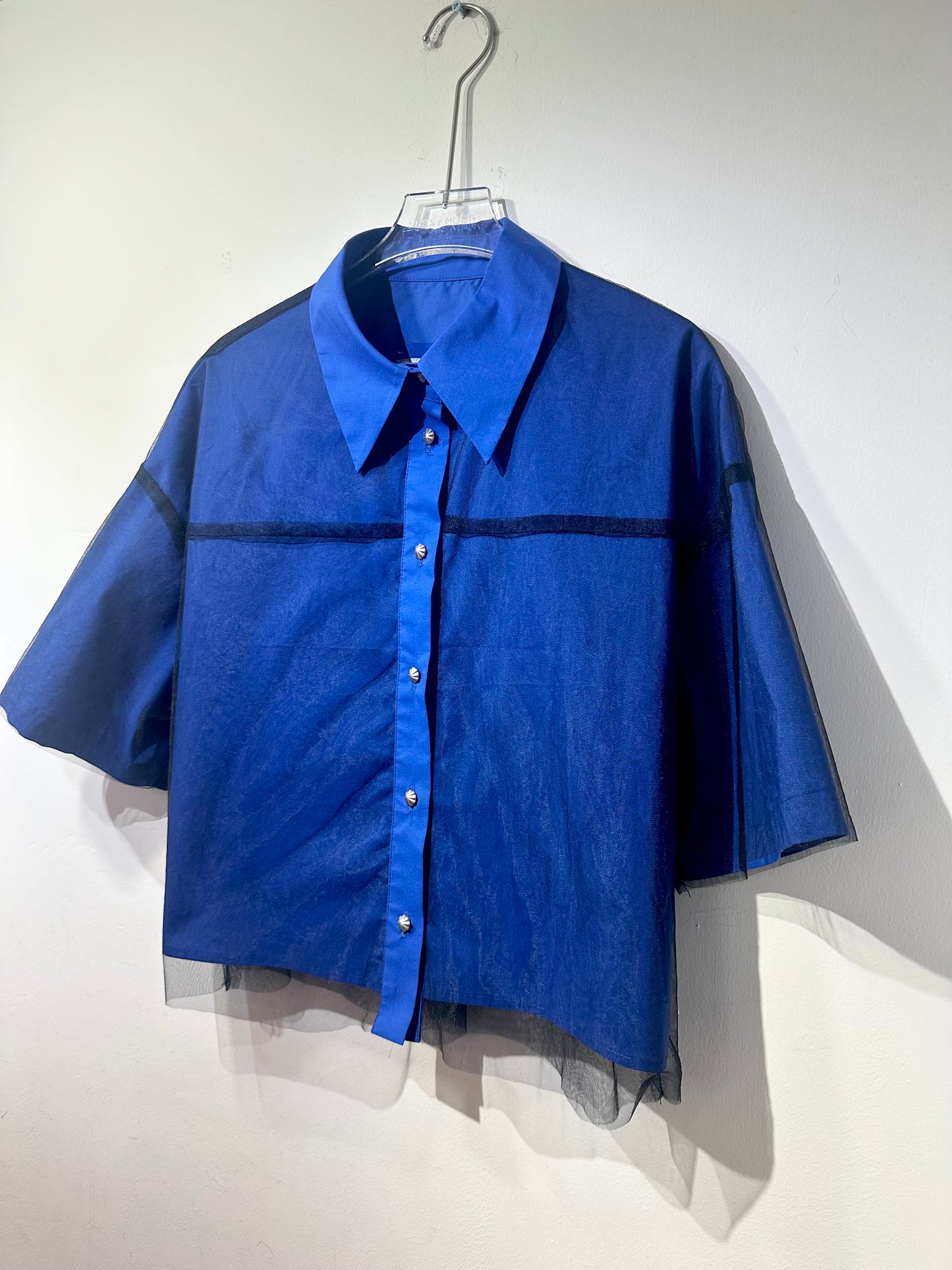 • FUSSY MADE • CHIC BLUE OVERLAY SHIRT