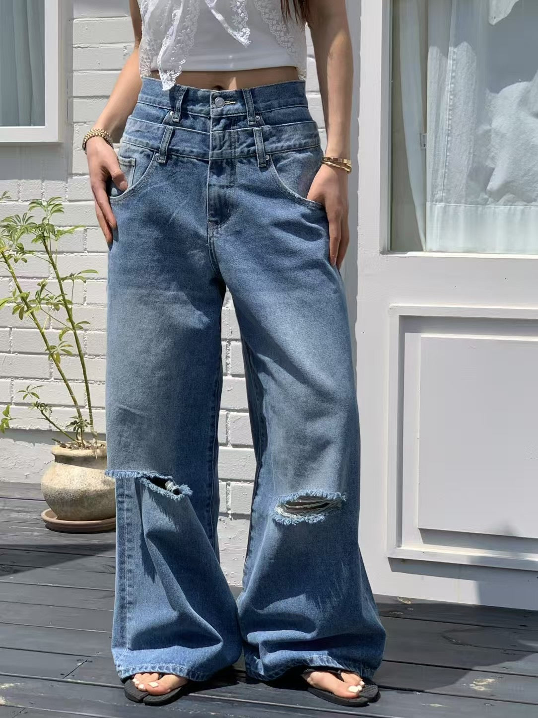 DOUBLE BELT JEANS