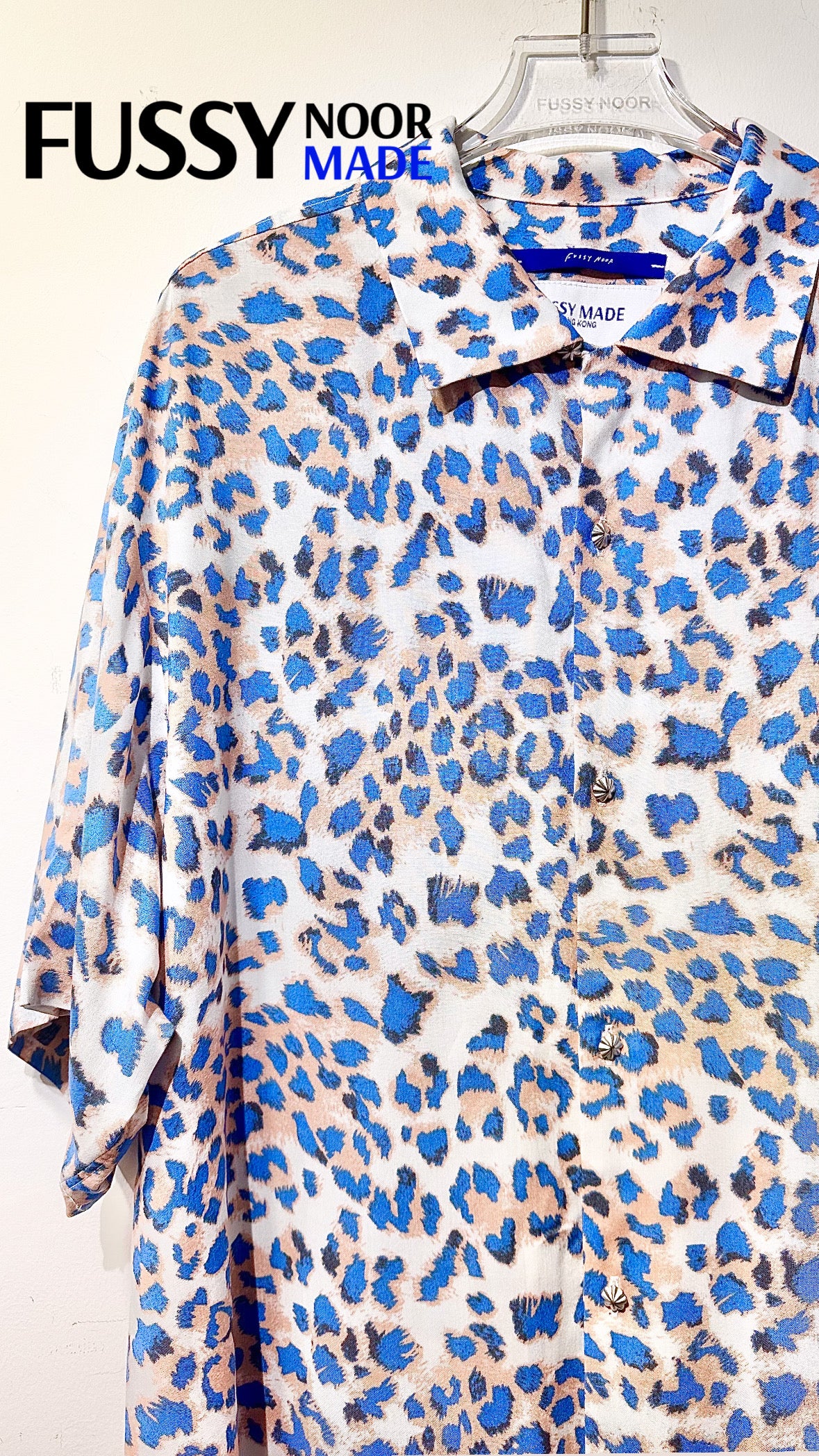 • FUSSY MADE • STRIKING LEOPARD PRINTED SHIRT - BLUE HUE