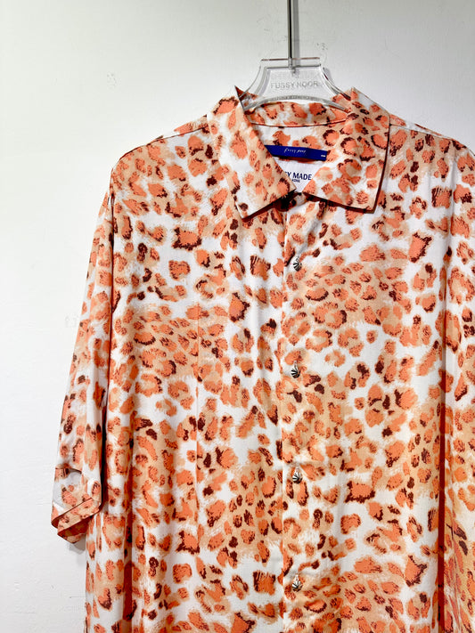 • FUSSY MADE • STRIKING LEOPARD PRINTED SHIRT - ORANGE HUE