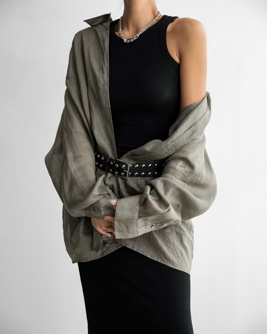 DRAPED LINEN SHIRT