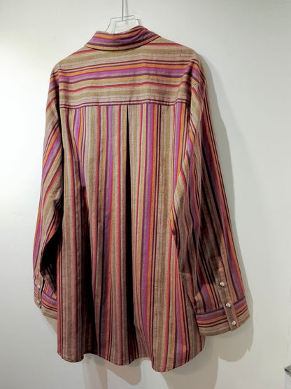 • FUSSY MADE • SPICED AMBER VERTICAL STRIPES SHIRT
