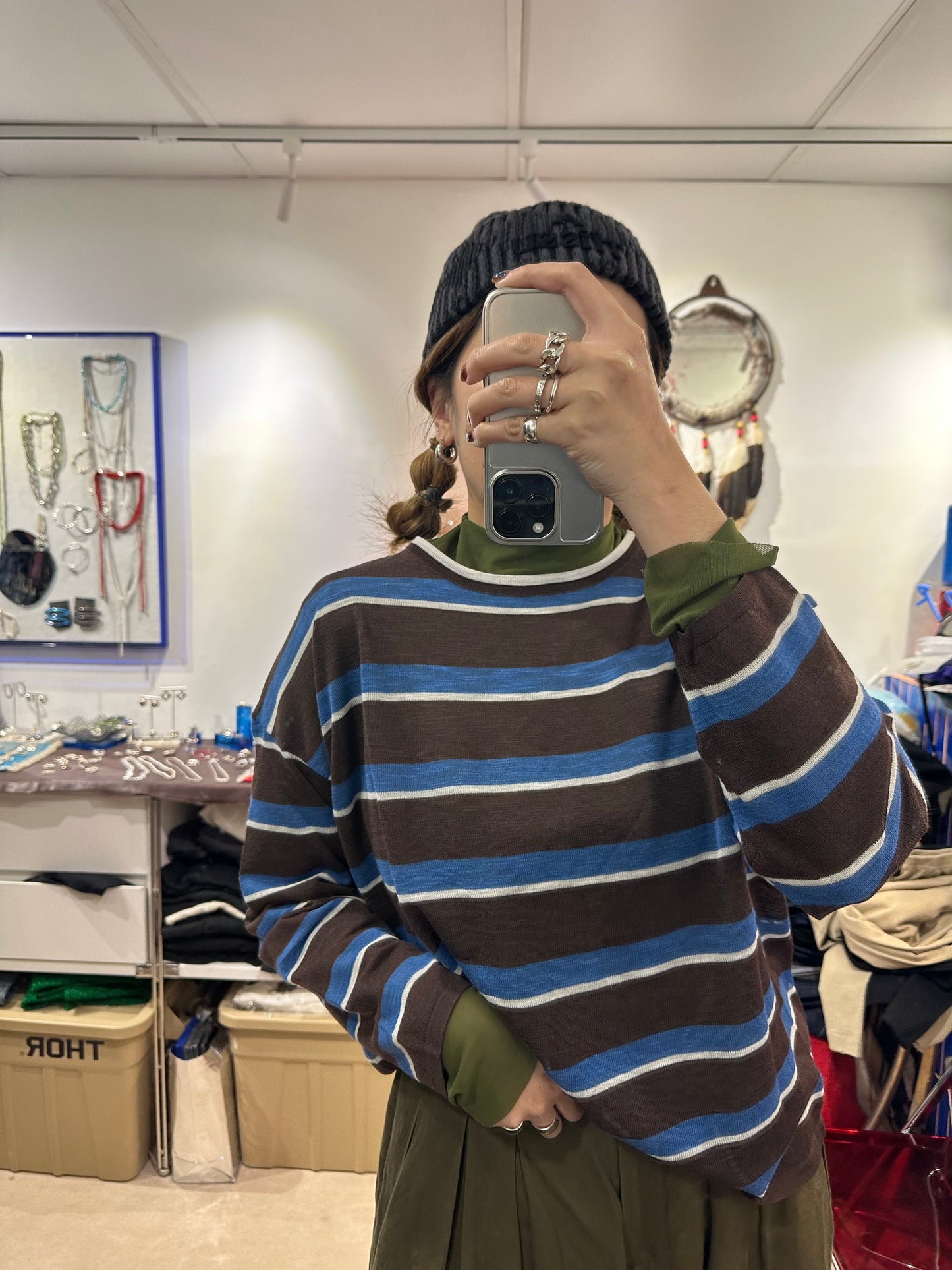 LIGHTWEIGHT SHEER BOLD STRIPE TOP