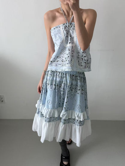 PAISLEY FLORAL PRINTED SKIRT