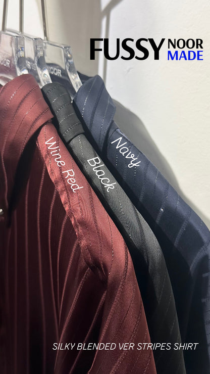 • FUSSY MADE • SILKY BLENDED VER STRIPES SHIRT