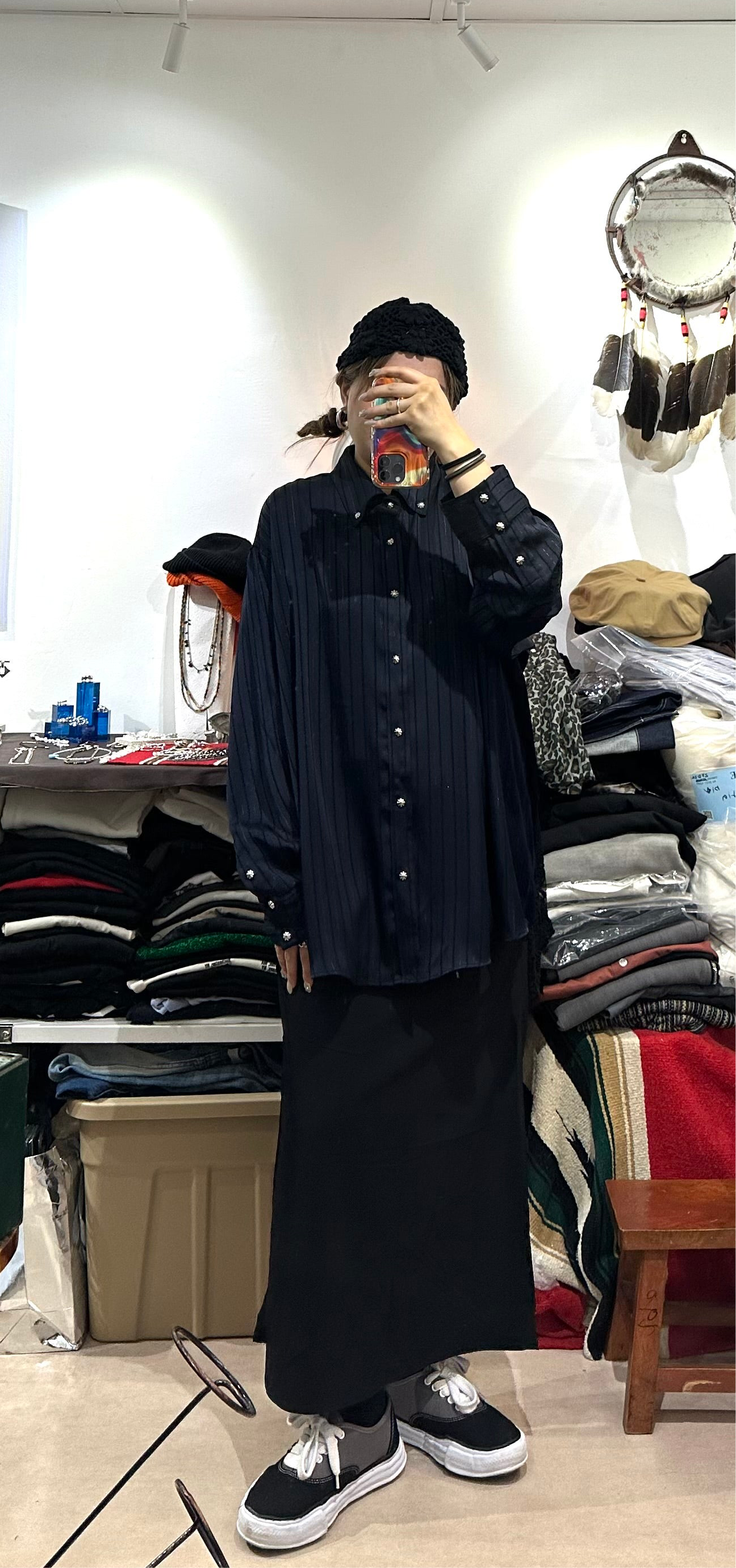 • FUSSY MADE • SILKY BLENDED VER STRIPES SHIRT
